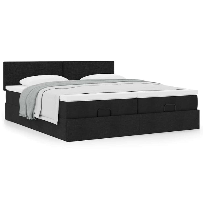 Cadru de pat otoman cu saltele, material negru 160x200cm - WALTI WALTI