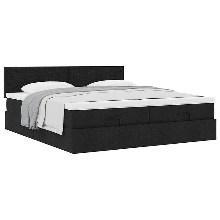 Cadru de pat otoman cu saltele, material negru 160x200cm - WALTI WALTI