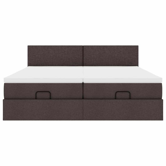 Cadru de pat otoman cu saltele, țesătură maro închis 160x200 cm - WALTI WALTI
