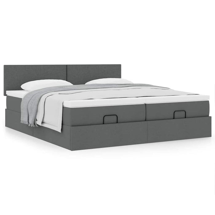 Cadru de pat otoman cu saltele Gri închis 180x200cm țesătură - WALTI WALTI