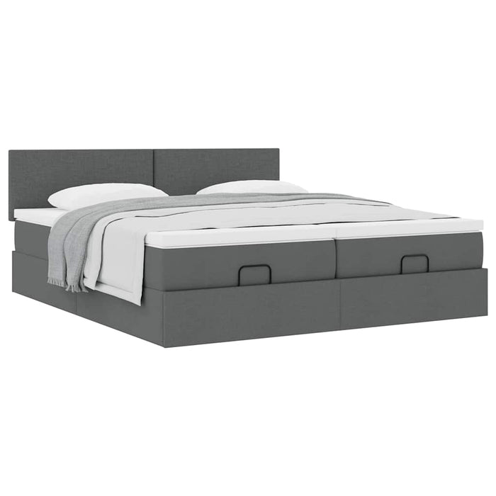 Cadru de pat otoman cu saltele Gri închis 180x200cm țesătură - WALTI WALTI
