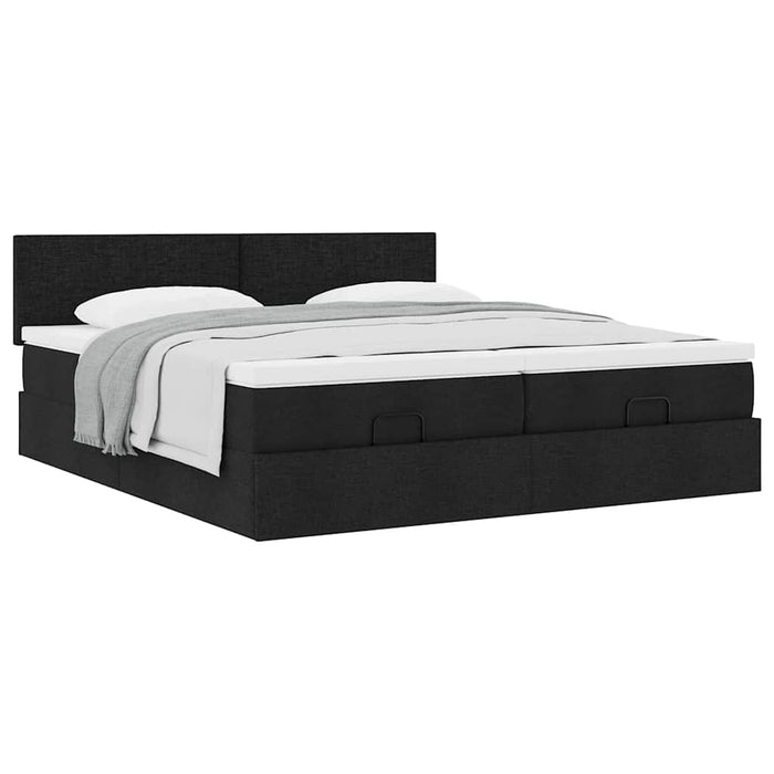 Cadru de pat otoman cu saltele, material negru 180x200cm - WALTI WALTI