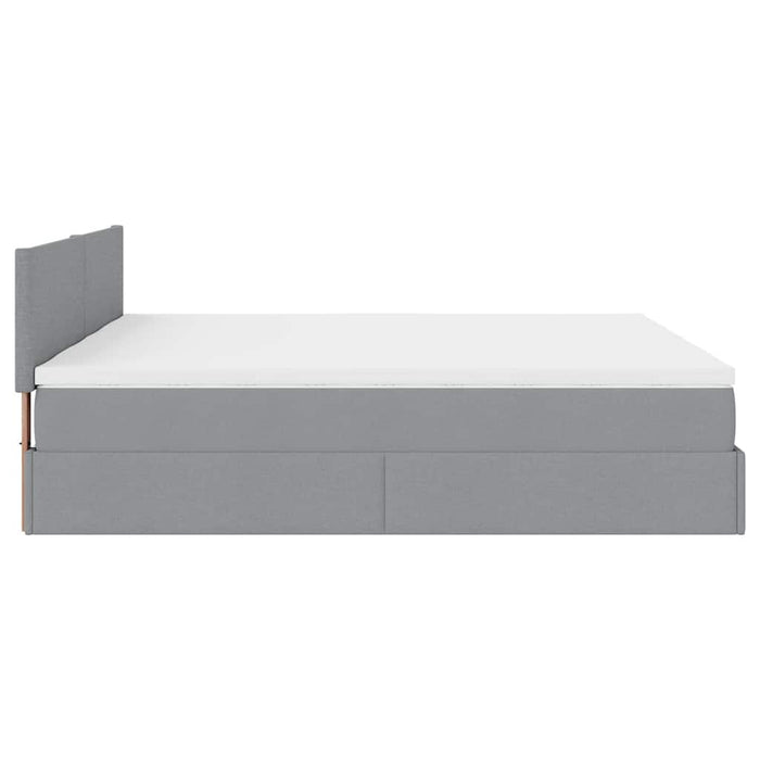 Cadru de pat otoman cu saltele țesătură gri deschis 200x200cm - WALTI WALTI
