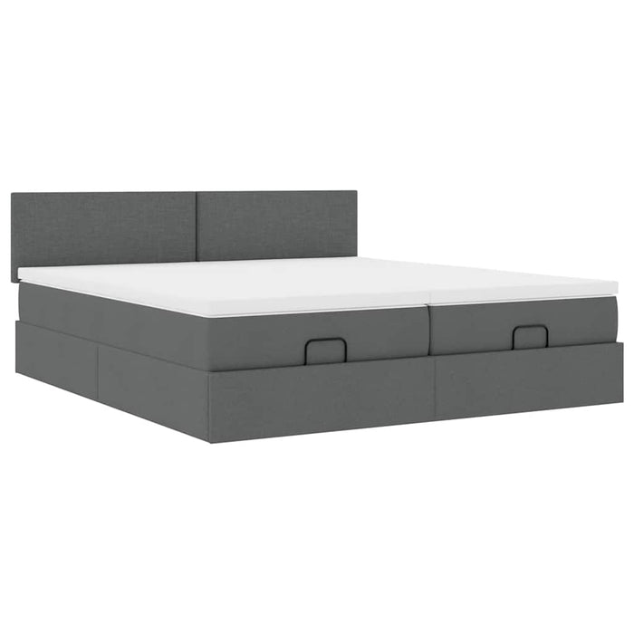Cadru de pat otoman cu saltele țesătură gri închis 200x200cm - WALTI WALTI