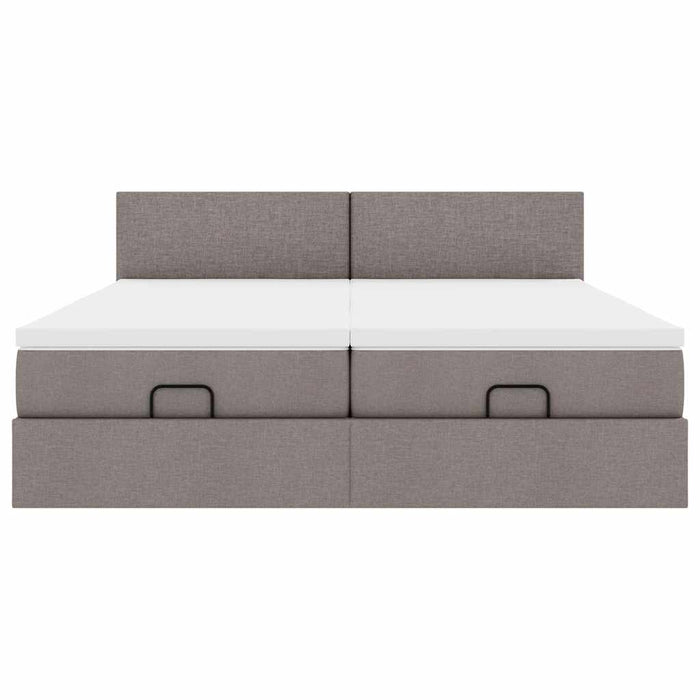 Cadru de pat otoman cu saltele Taupe 200x200cm țesătură WALTI