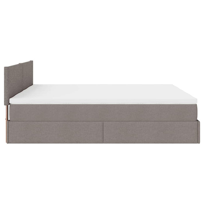 Cadru de pat otoman cu saltele Taupe 200x200cm țesătură WALTI