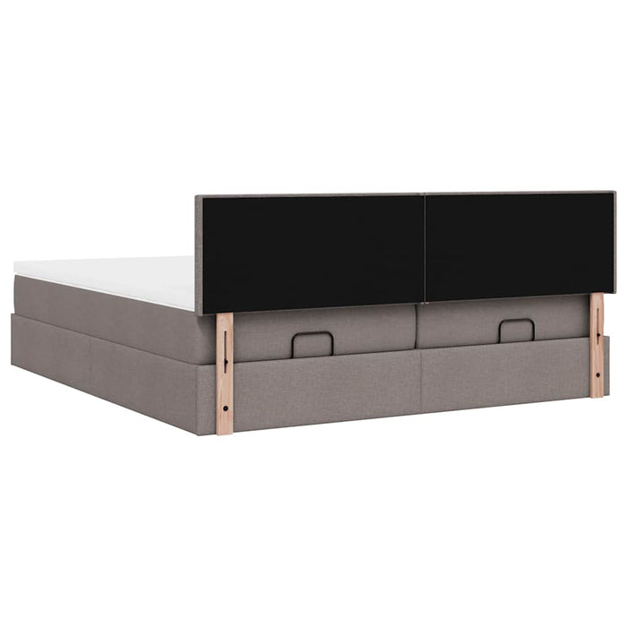 Cadru de pat otoman cu saltele Taupe 200x200cm țesătură WALTI