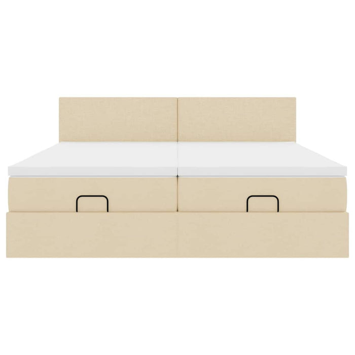 Cadru de pat otoman cu saltele crem 200x200cm stofa - WALTI WALTI