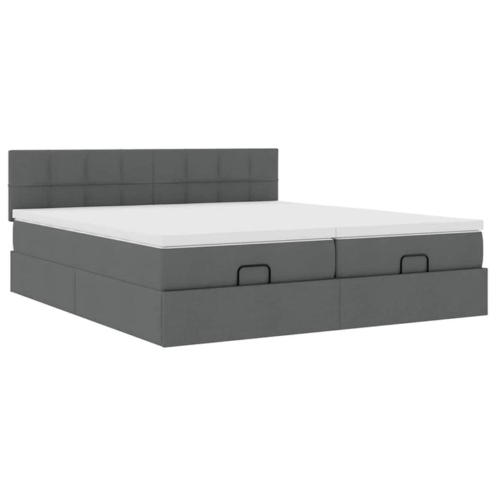 Cadru de pat otoman cu saltele țesătură gri închis 160x200cm - WALTI WALTI