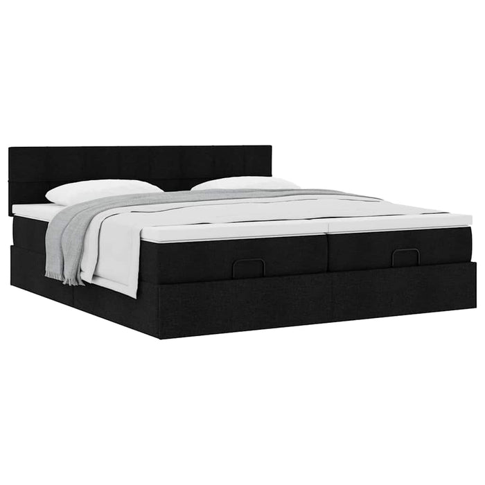 Cadru de pat otoman cu saltele, material negru 160x200cm - WALTI WALTI