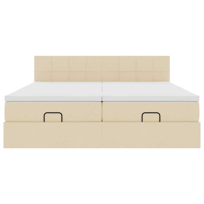 Cadru de pat otoman cu saltele crem 160x200cm stofa WALTI
