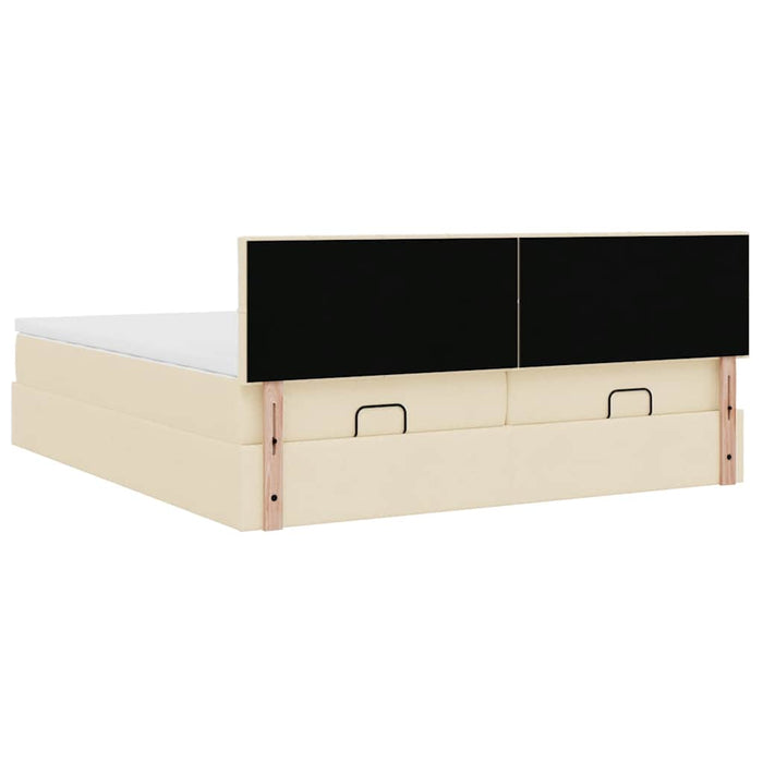Cadru de pat otoman cu saltele crem 160x200cm stofa WALTI