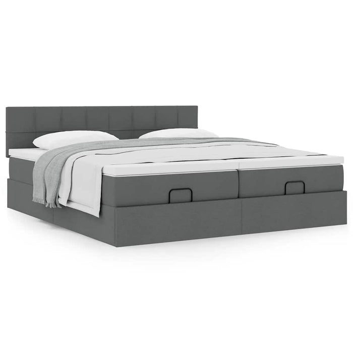Cadru de pat otoman cu saltele Gri închis 180x200cm țesătură - WALTI WALTI