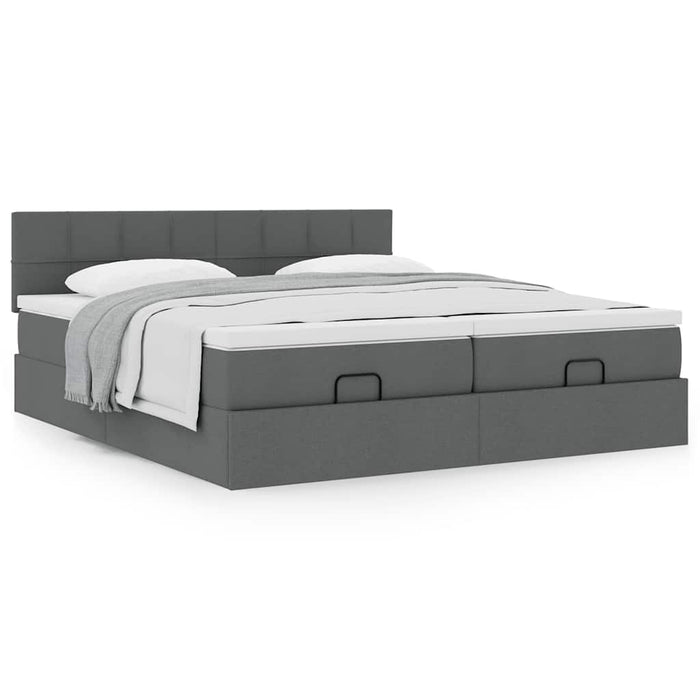 Cadru de pat otoman cu saltele țesătură gri închis 200x200cm - WALTI WALTI