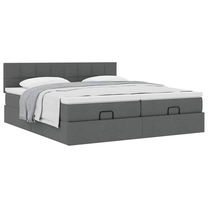 Cadru de pat otoman cu saltele țesătură gri închis 200x200cm - WALTI WALTI