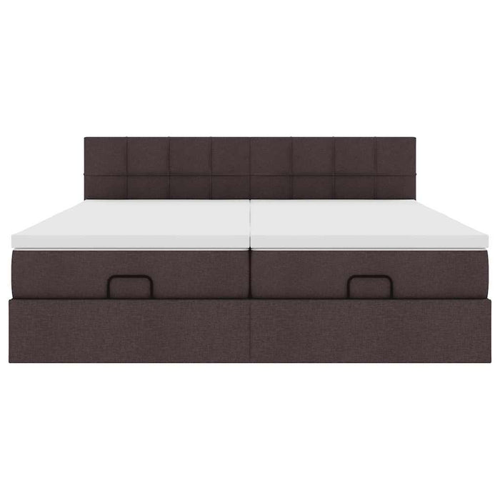 Cadru de pat otoman cu saltele țesătură maro închis 200x200cm WALTI