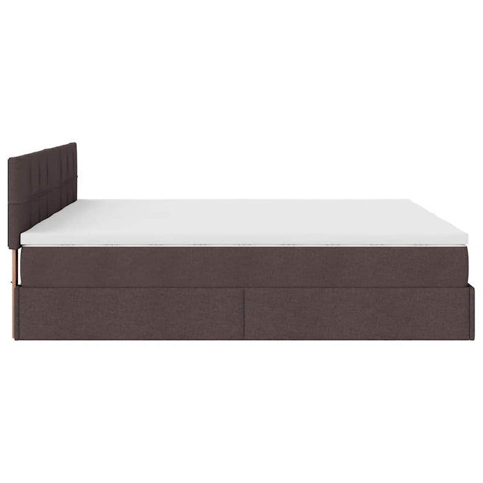Cadru de pat otoman cu saltele țesătură maro închis 200x200cm WALTI