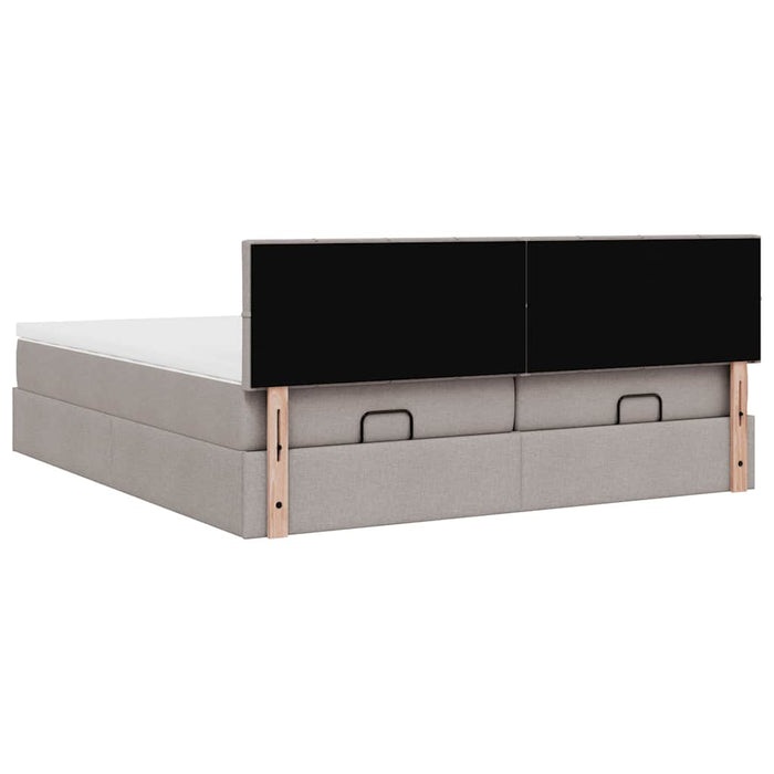 Cadru de pat otoman cu saltele Taupe 200x200cm țesătură WALTI