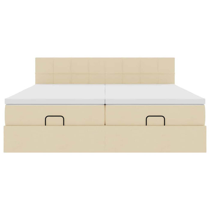 Cadru de pat otoman cu saltele crem 200x200cm stofa - WALTI WALTI