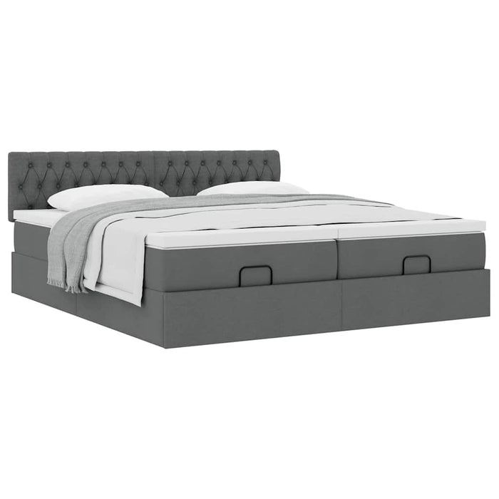 Cadru de pat otoman cu saltele țesătură gri închis 160x200cm - WALTI WALTI