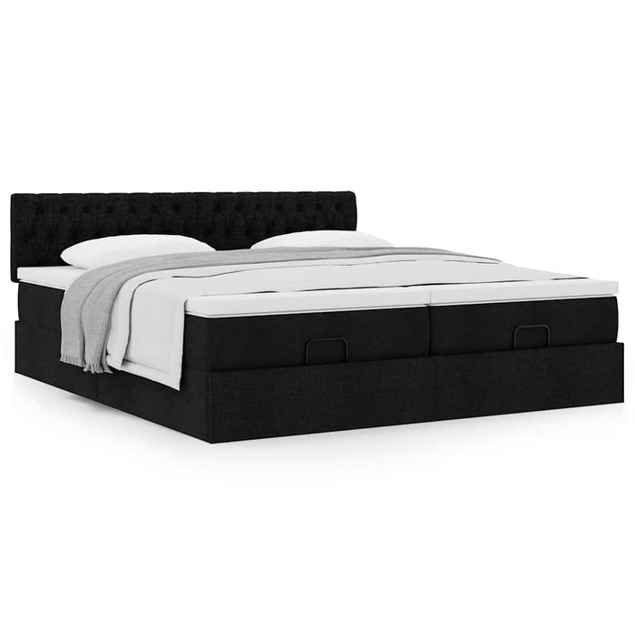 Cadru de pat otoman cu saltele, material negru 160x200cm - WALTI WALTI