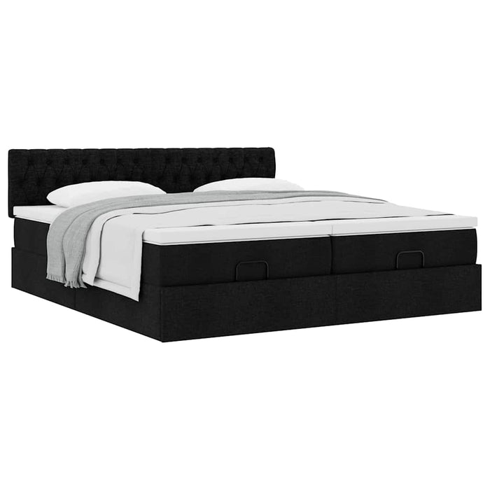 Cadru de pat otoman cu saltele, material negru 160x200cm - WALTI WALTI