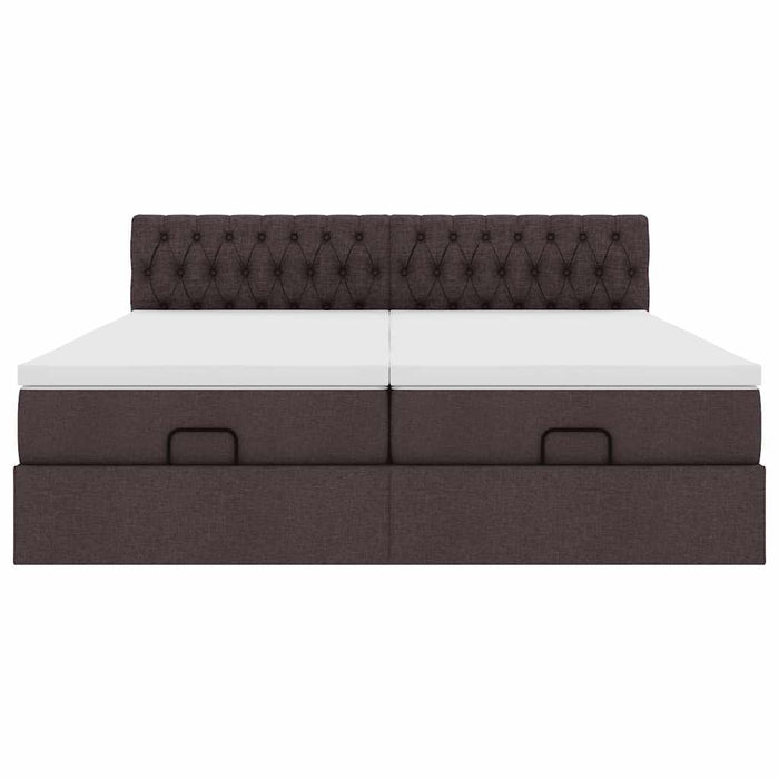 Cadru de pat otoman cu saltele, țesătură maro închis 160x200 cm - WALTI WALTI