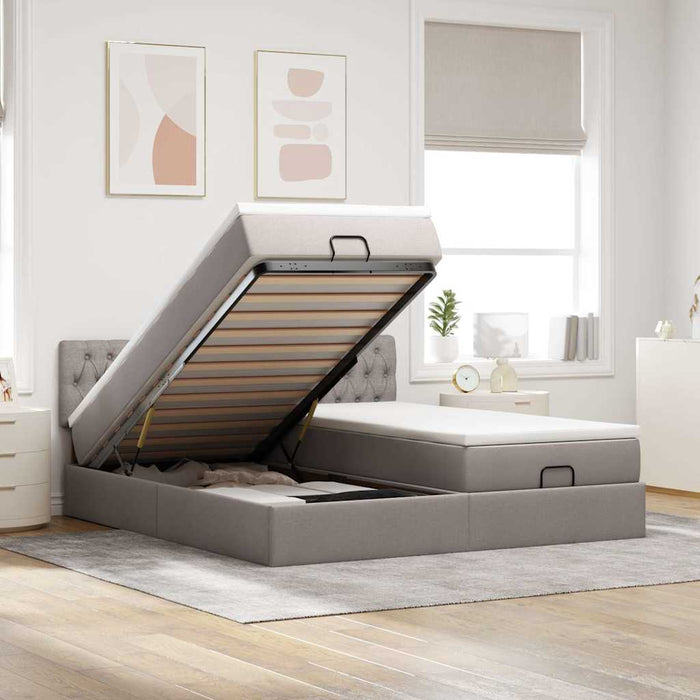 Cadru de pat otoman cu saltele Taupe 160x200cm Material - WALTI WALTI