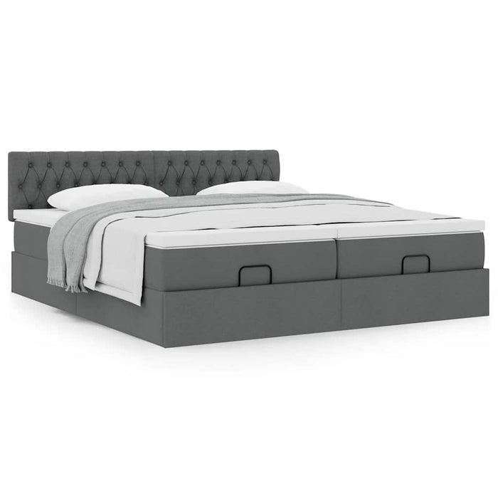 Cadru de pat otoman cu saltele Gri închis 180x200cm țesătură - WALTI WALTI