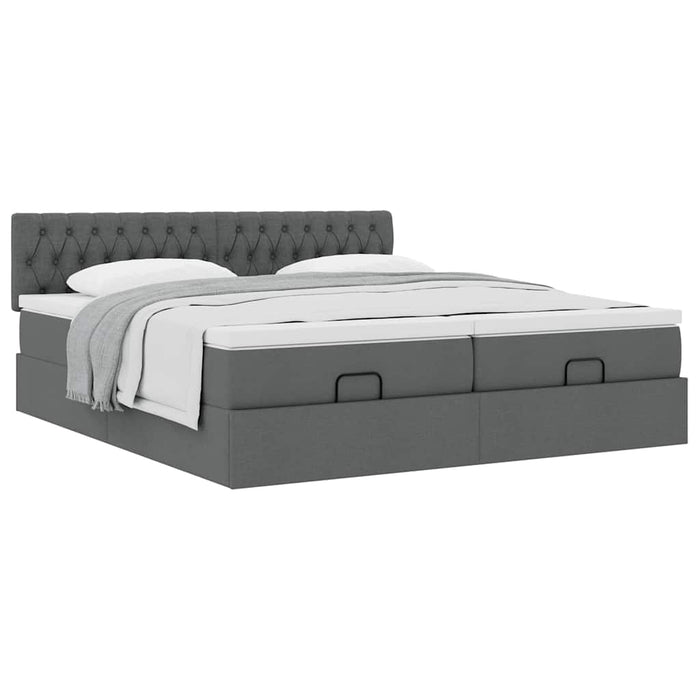 Cadru de pat otoman cu saltele Gri închis 180x200cm țesătură - WALTI WALTI