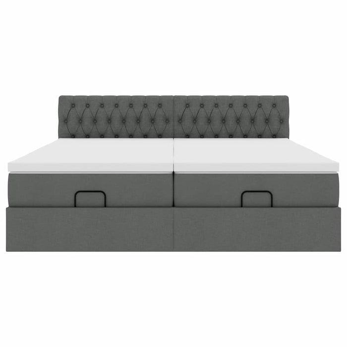 Cadru de pat otoman cu saltele Gri închis 180x200cm țesătură - WALTI WALTI