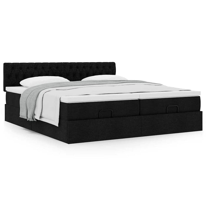 Cadru de pat otoman cu saltele, material negru 180x200cm - WALTI WALTI
