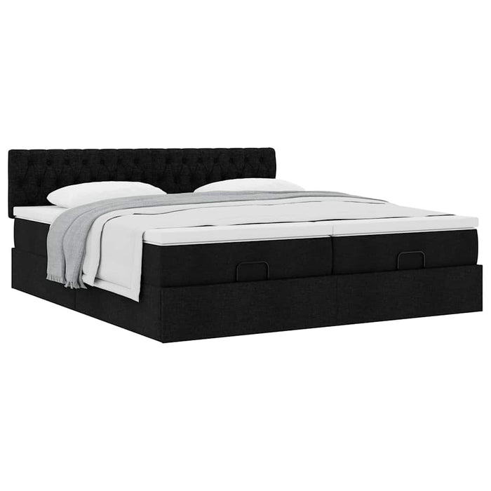 Cadru de pat otoman cu saltele, material negru 180x200cm - WALTI WALTI