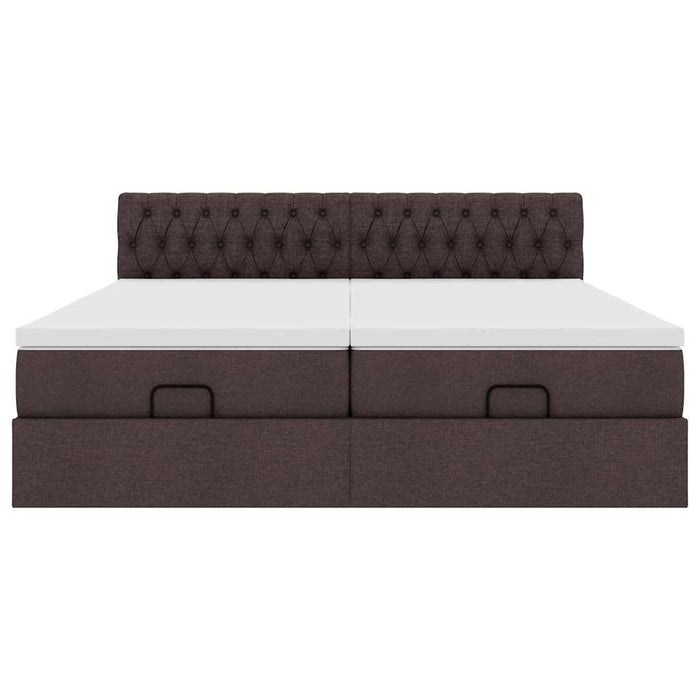 Cadru de pat otoman cu saltele țesătură maro închis 180x200cm - WALTI WALTI