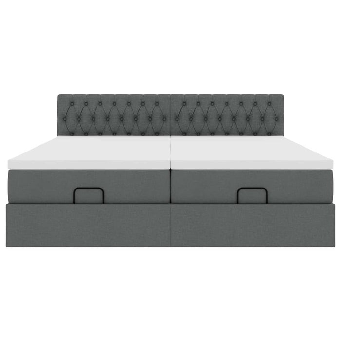 Cadru de pat otoman cu saltele țesătură gri închis 200x200cm WALTI