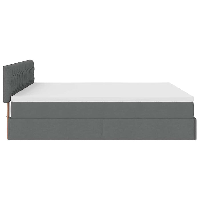 Cadru de pat otoman cu saltele țesătură gri închis 200x200cm WALTI