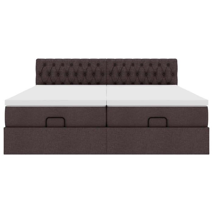 Cadru de pat otoman cu saltele țesătură maro închis 200x200cm WALTI