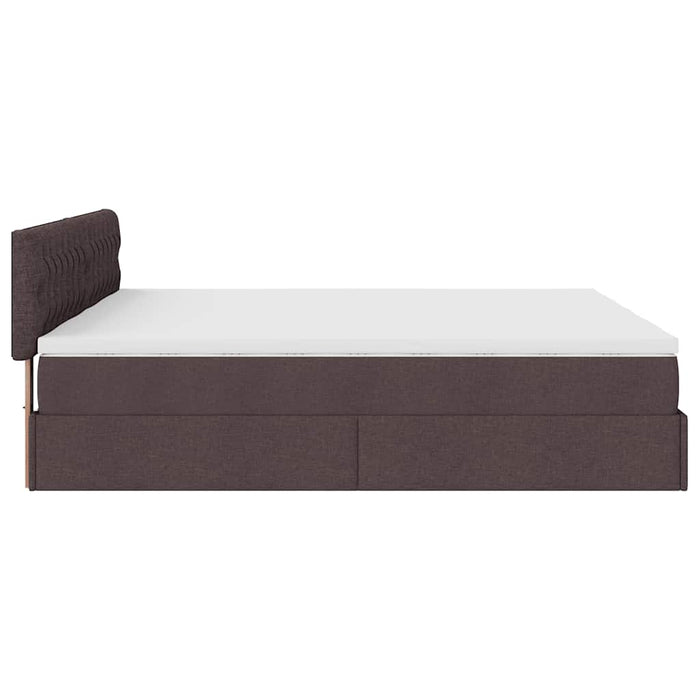 Cadru de pat otoman cu saltele țesătură maro închis 200x200cm WALTI