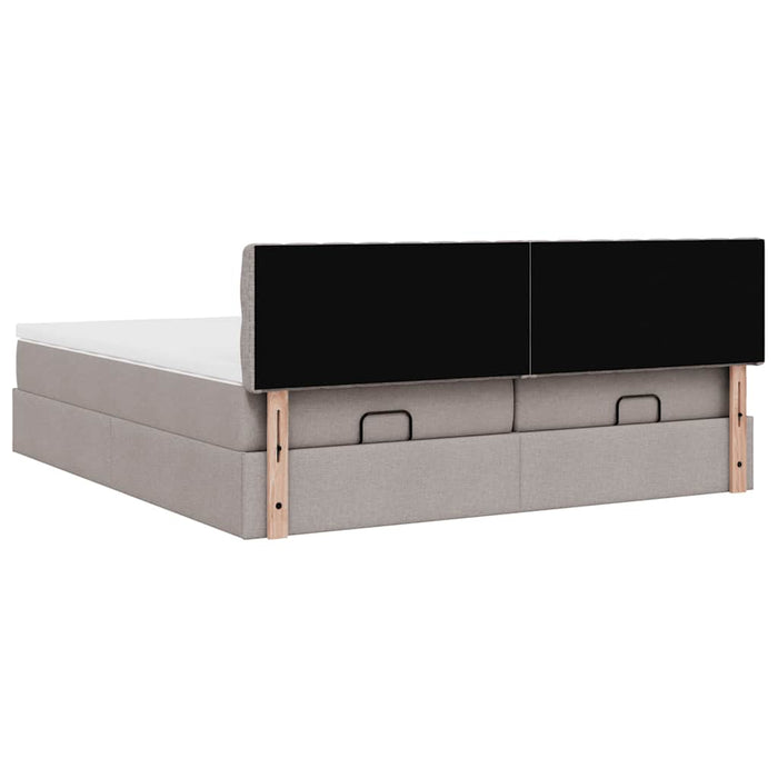 Cadru de pat otoman cu saltele Taupe 200x200cm țesătură WALTI