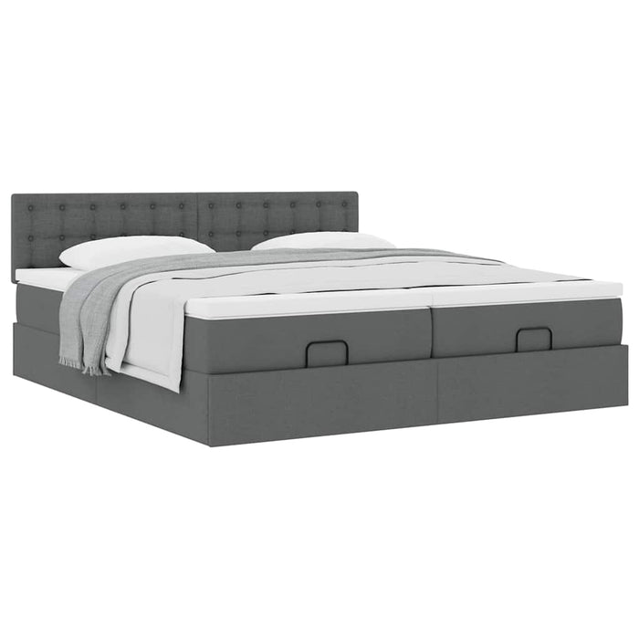Cadru de pat otoman cu saltele țesătură gri închis 160x200cm - WALTI WALTI