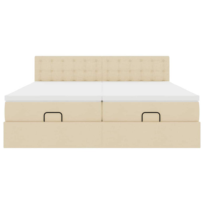 Cadru de pat otoman cu saltele crem 160x200cm stofa WALTI