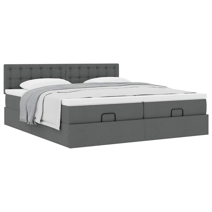 Cadru de pat otoman cu saltele Gri închis 180x200cm țesătură - WALTI WALTI