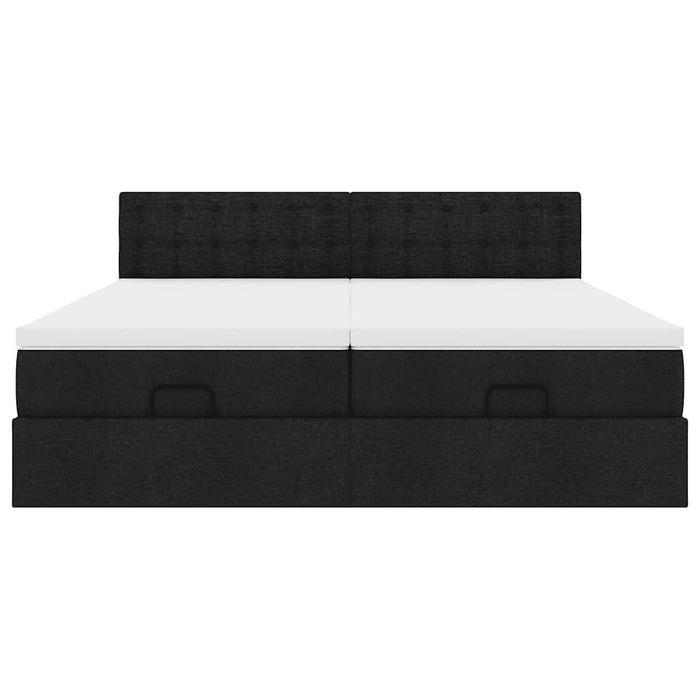 Cadru de pat otoman cu saltele, țesătură neagră 200x200cm - WALTI WALTI