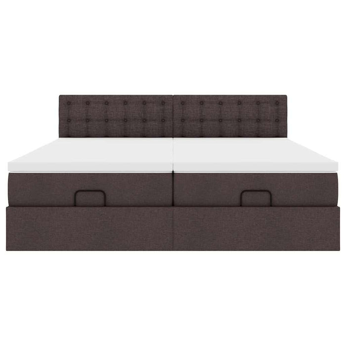 Cadru de pat otoman cu saltele țesătură maro închis 200x200cm WALTI