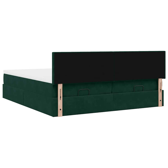 Cadru de pat otoman cu saltele Verde închis 160x200cm catifea - WALTI WALTI