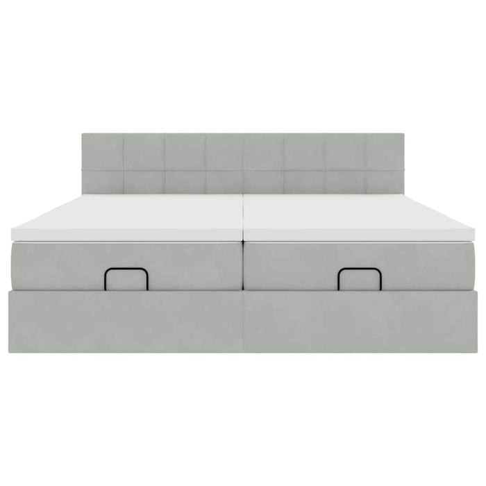 Cadru de pat otoman cu saltele Gri deschis 160x200cm catifea - WALTI WALTI
