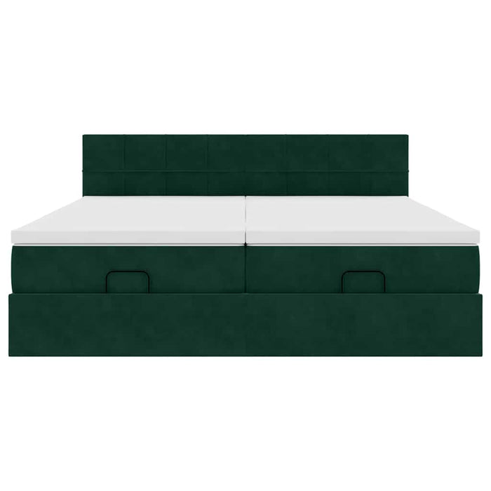 Cadru de pat otoman cu saltele Verde închis 160x200cm catifea - WALTI WALTI