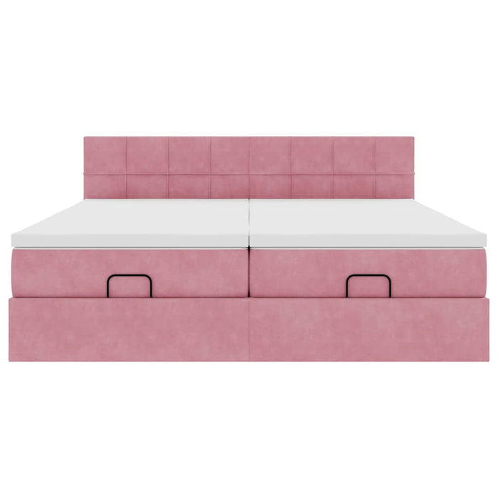 Cadru de pat otoman cu saltele Roz 160x200cm catifea - WALTI WALTI