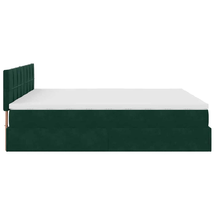 Cadru de pat otoman cu saltele, catifea verde închis 180x200cm - WALTI WALTI