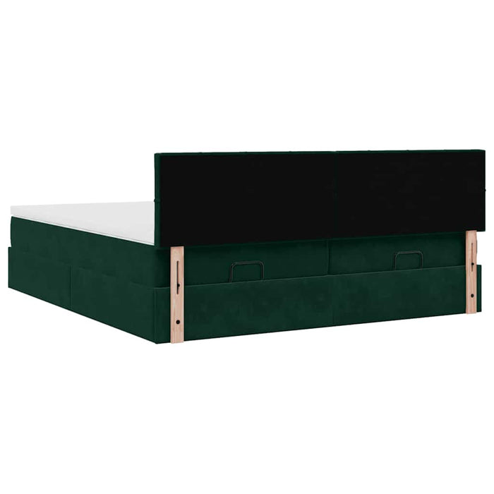 Cadru de pat otoman cu saltele, catifea verde închis 180x200cm - WALTI WALTI